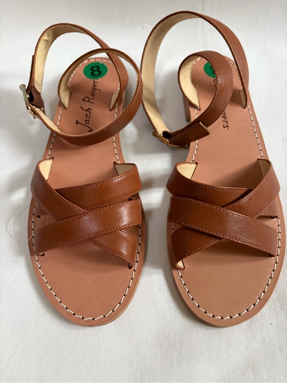 Jack Rogers Patti leather gladiator-style flat sandals 8 Brown New